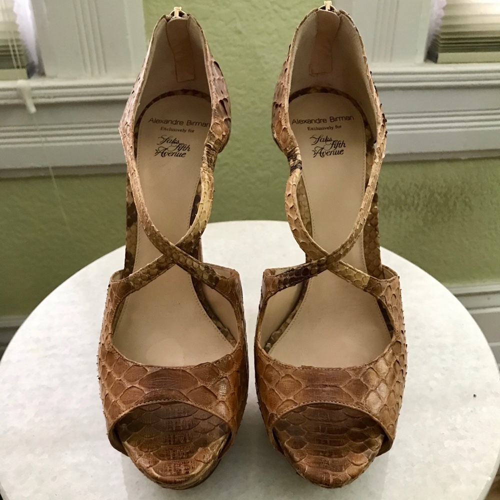 Alexandre Birman Python Peep Toe Sandals - image 5